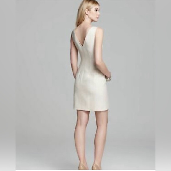 Kate Spade Domino Size 0 Shift Dress Cream Linen elegant embellished neckline - Picture 5 of 11